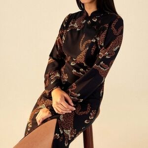 Farm Rio Black Tiger Print Dress Size XS